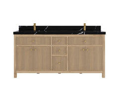 Sonoma Reeded Teak Wood 72 in. W x 22 in. D Double Sink Bathroom Vanity - photo 7