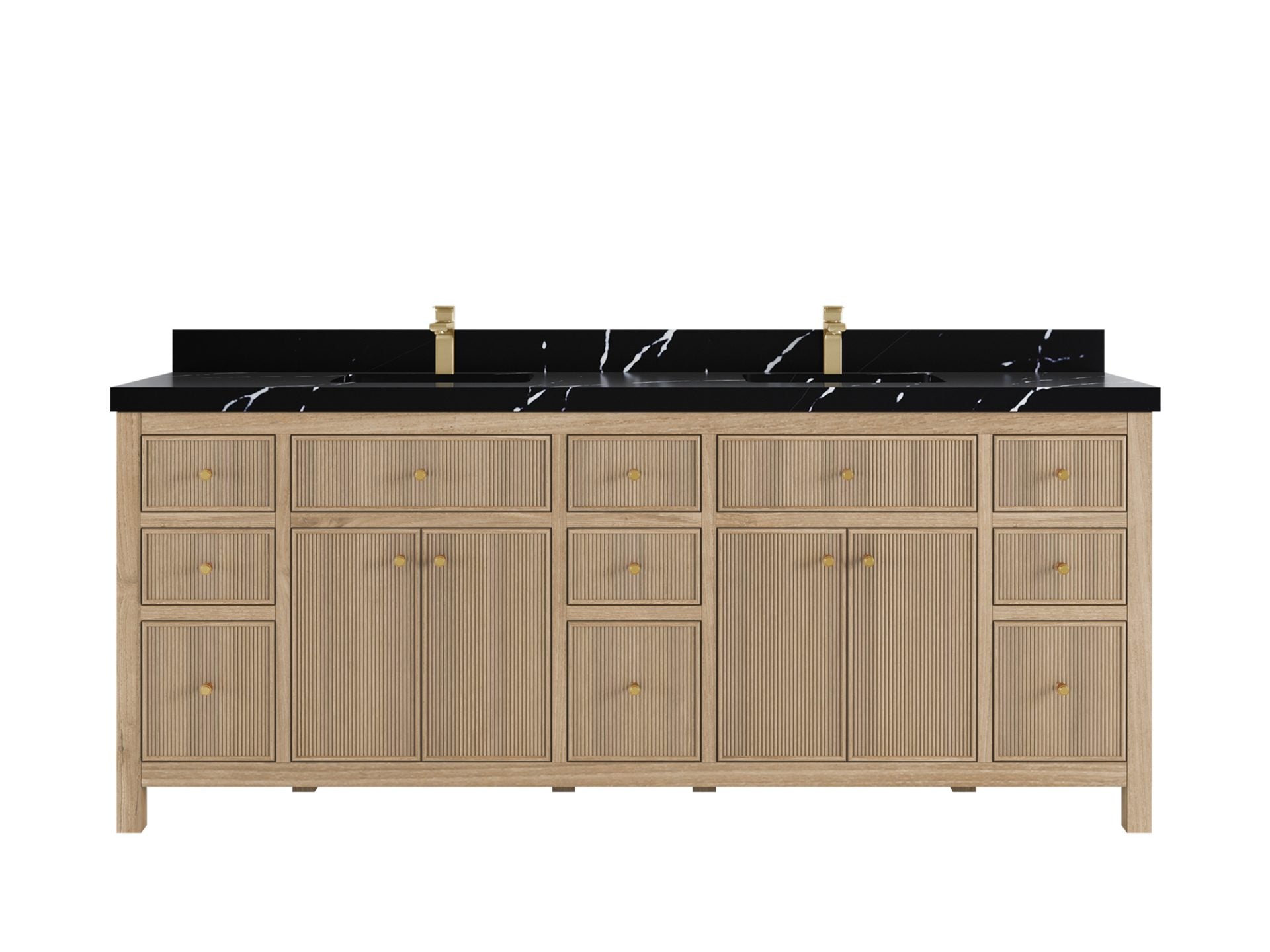 Sonoma Reeded Teak Wood 84 in. W x 22 in. D Double Sink Bathroom Vanity