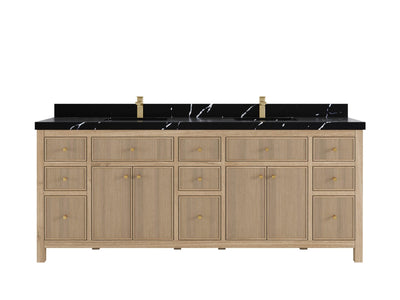 Sonoma Reeded Teak Wood 84 in. W x 22 in. D Double Sink Bathroom Vanity
