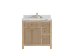 Sonoma Reeded Teak Wood 36 in. W x 22 in. D Center Sink Bathroom Vanity - photo 7