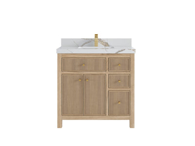 Sonoma Reeded Teak Wood 36 in. W x 22 in. D Center Sink Bathroom Vanity