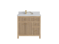 Sonoma Reeded Teak Wood 36 in. W x 22 in. D Left Offset Sink Bathroom Vanity - photo 8