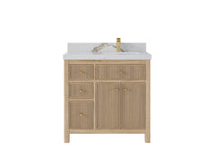 Sonoma Reeded Teak Wood 36 in. W x 22 in. D Right Offset Sink Bathroom Vanity - photo 8