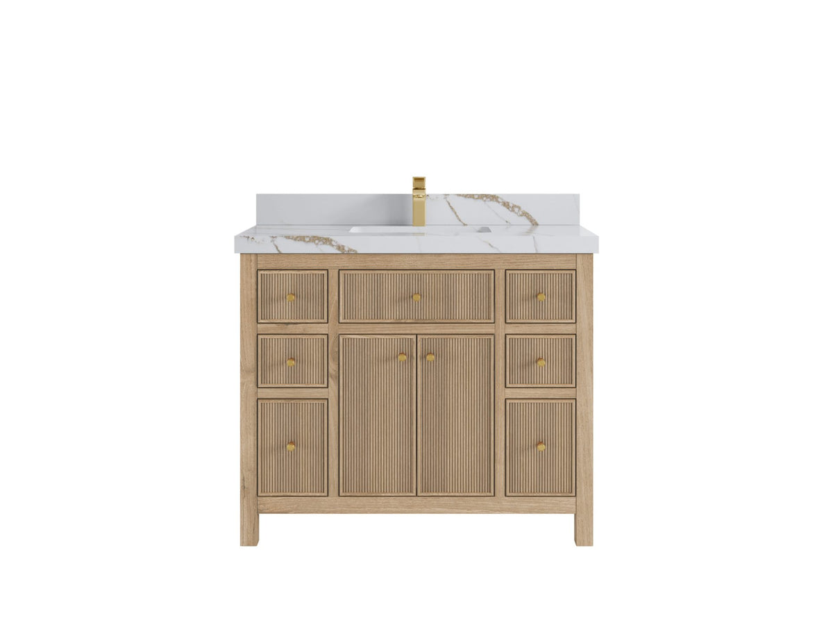 Sonoma Reeded Teak Wood 42 in. W x 22 in. D Single Sink Bathroom Vanity