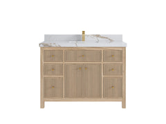 Sonoma Reeded Teak Wood 48 in. W x 22 in. D Single Sink Bathroom Vanity - photo 8