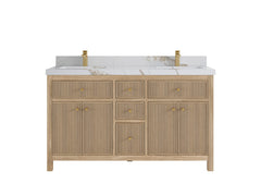 Sonoma Reeded Teak Wood 60 in. W x 22 in. D Double Sink Bathroom Vanity - photo 8