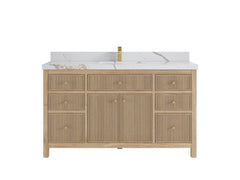 Sonoma Reeded Teak Wood 60 in. W x 22 in. D Single Sink Bathroom Vanity - photo 8