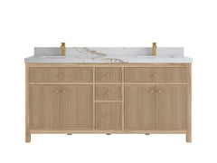Sonoma Reeded Teak Wood 72 in. W x 22 in. D Double Sink Bathroom Vanity - photo 8