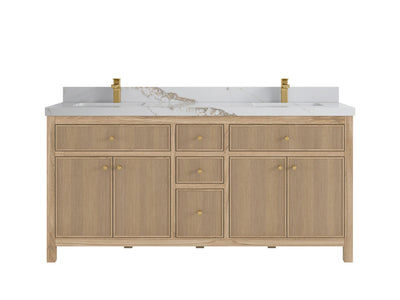 Sonoma Reeded Teak Wood 72 in. W x 22 in. D Double Sink Bathroom Vanity