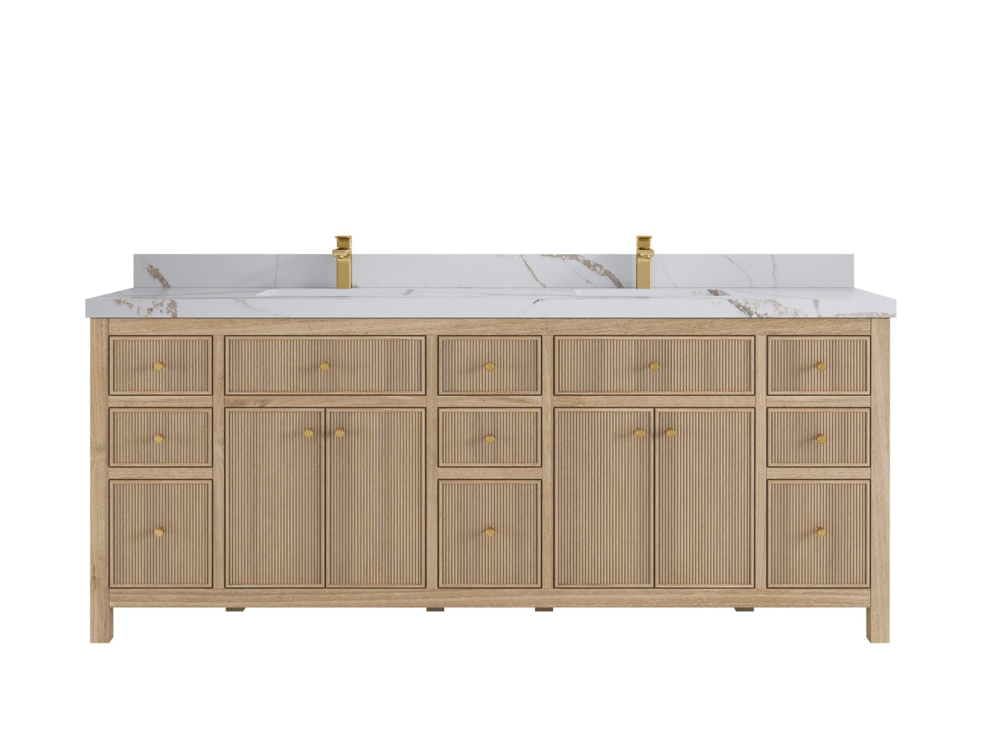 Sonoma Reeded Teak Wood 84 in. W x 22 in. D Double Sink Bathroom Vanity