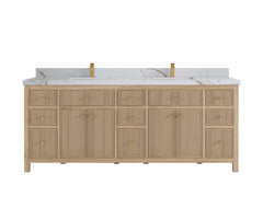 Sonoma Reeded Teak Wood 84 in. W x 22 in. D Double Sink Bathroom Vanity - photo 9