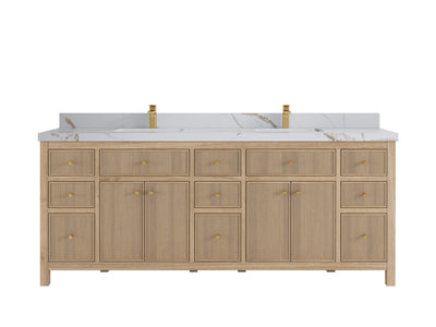 Sonoma Reeded Teak Wood 84 in. W x 22 in. D Double Sink Bathroom Vanity