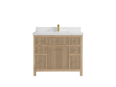 Sonoma Reeded Teak Wood 42 in. W x 22 in. D Single Sink Bathroom Vanity