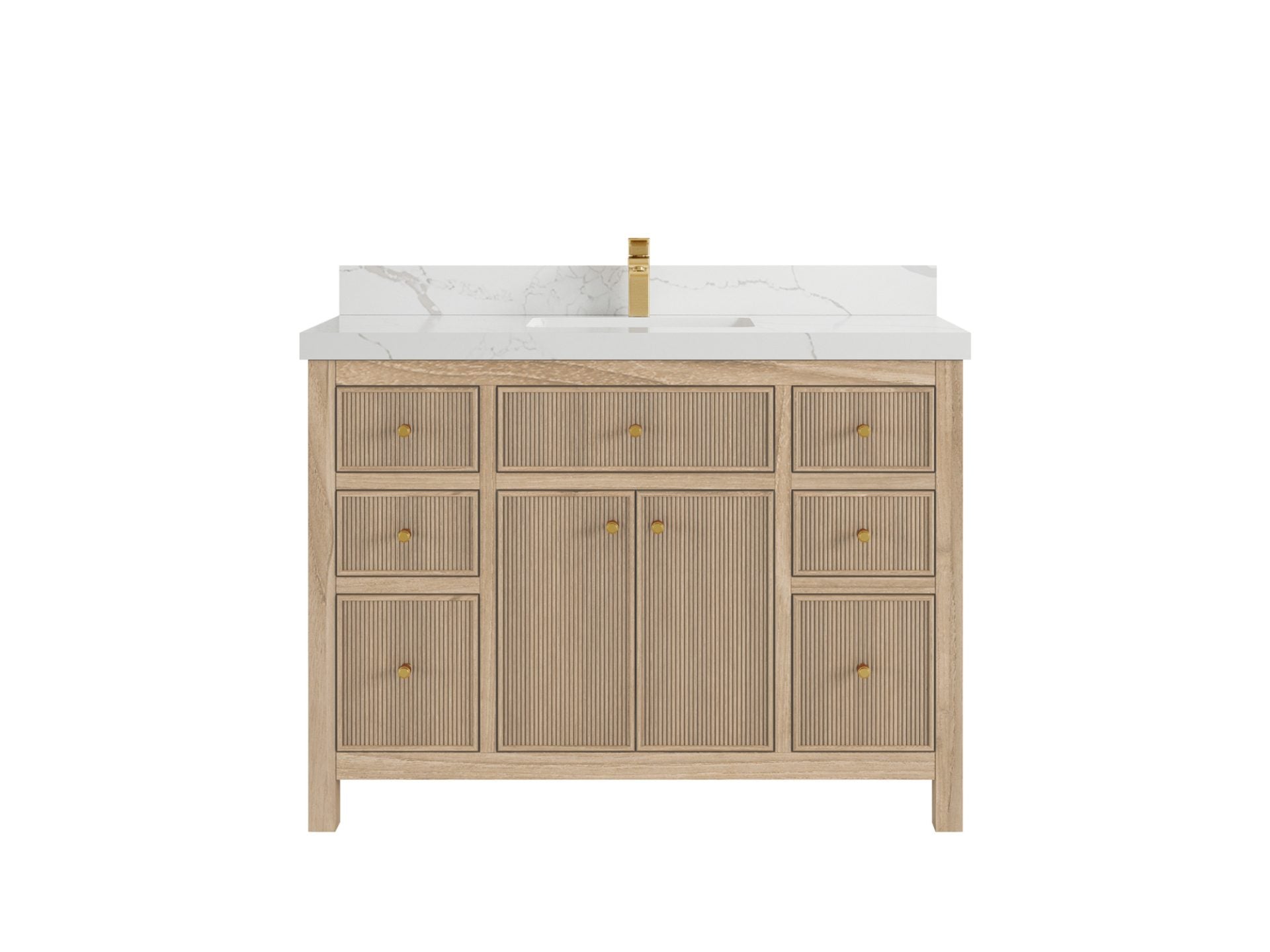 Sonoma Reeded Teak Wood 48 in. W x 22 in. D Single Sink Bathroom Vanity