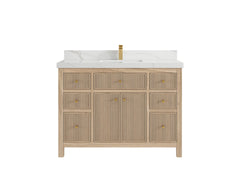 Sonoma Reeded Teak Wood 48 in. W x 22 in. D Single Sink Bathroom Vanity - photo 9