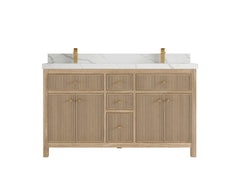 Sonoma Reeded Teak Wood 60 in. W x 22 in. D Double Sink Bathroom Vanity - photo 9