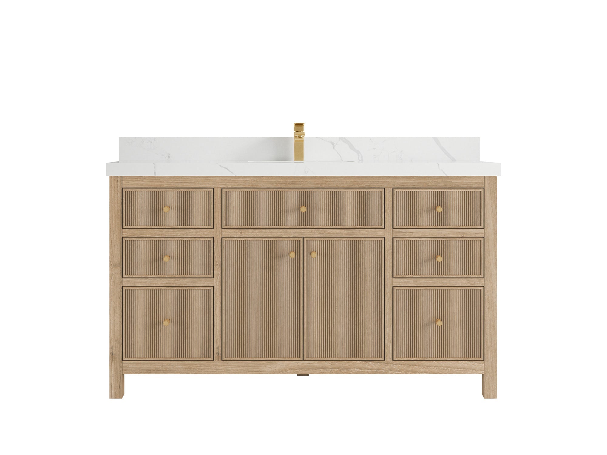 Sonoma Reeded Teak Wood 60 in. W x 22 in. D Single Sink Bathroom Vanity