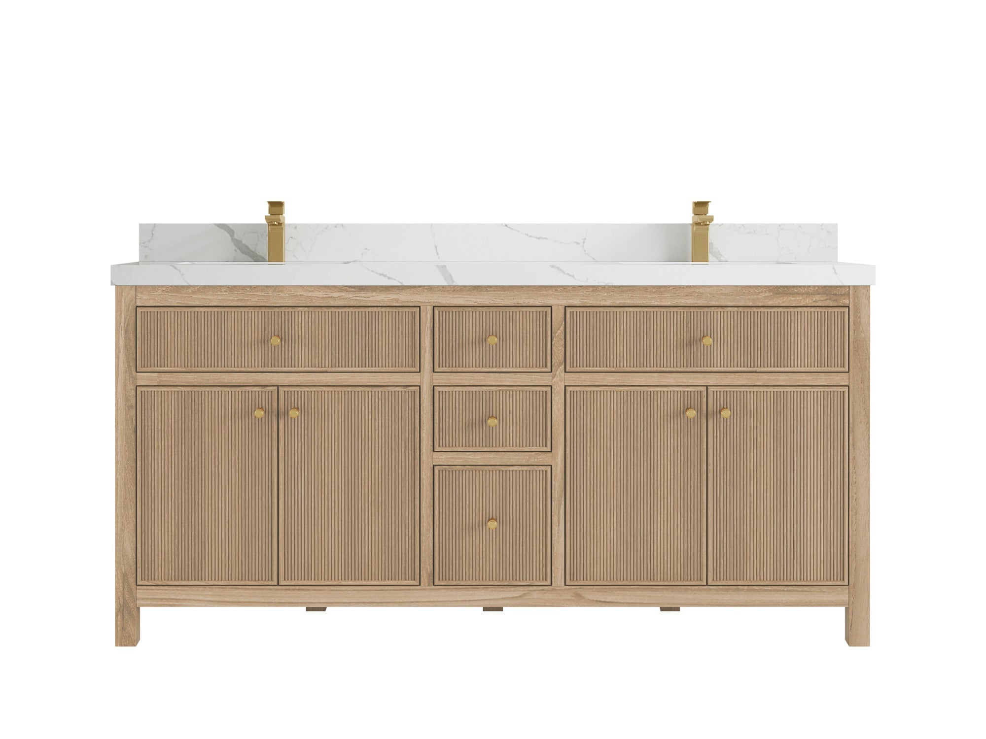 Sonoma Reeded Teak Wood 72 in. W x 22 in. D Double Sink Bathroom Vanity