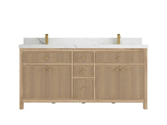 Sonoma Reeded Teak Wood 72 in. W x 22 in. D Double Sink Bathroom Vanity - photo 9