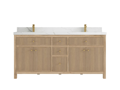 Sonoma Reeded Teak Wood 72 in. W x 22 in. D Double Sink Bathroom Vanity
