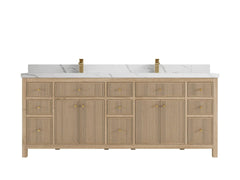 Sonoma Reeded Teak Wood 84 in. W x 22 in. D Double Sink Bathroom Vanity - photo 10