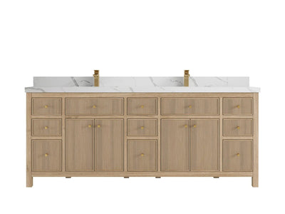 Sonoma Reeded Teak Wood 84 in. W x 22 in. D Double Sink Bathroom Vanity