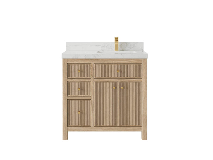 Sonoma Teak Wood 36 in. W x 22 in. D Right Offset Sink Bathroom Vanity - photo 10