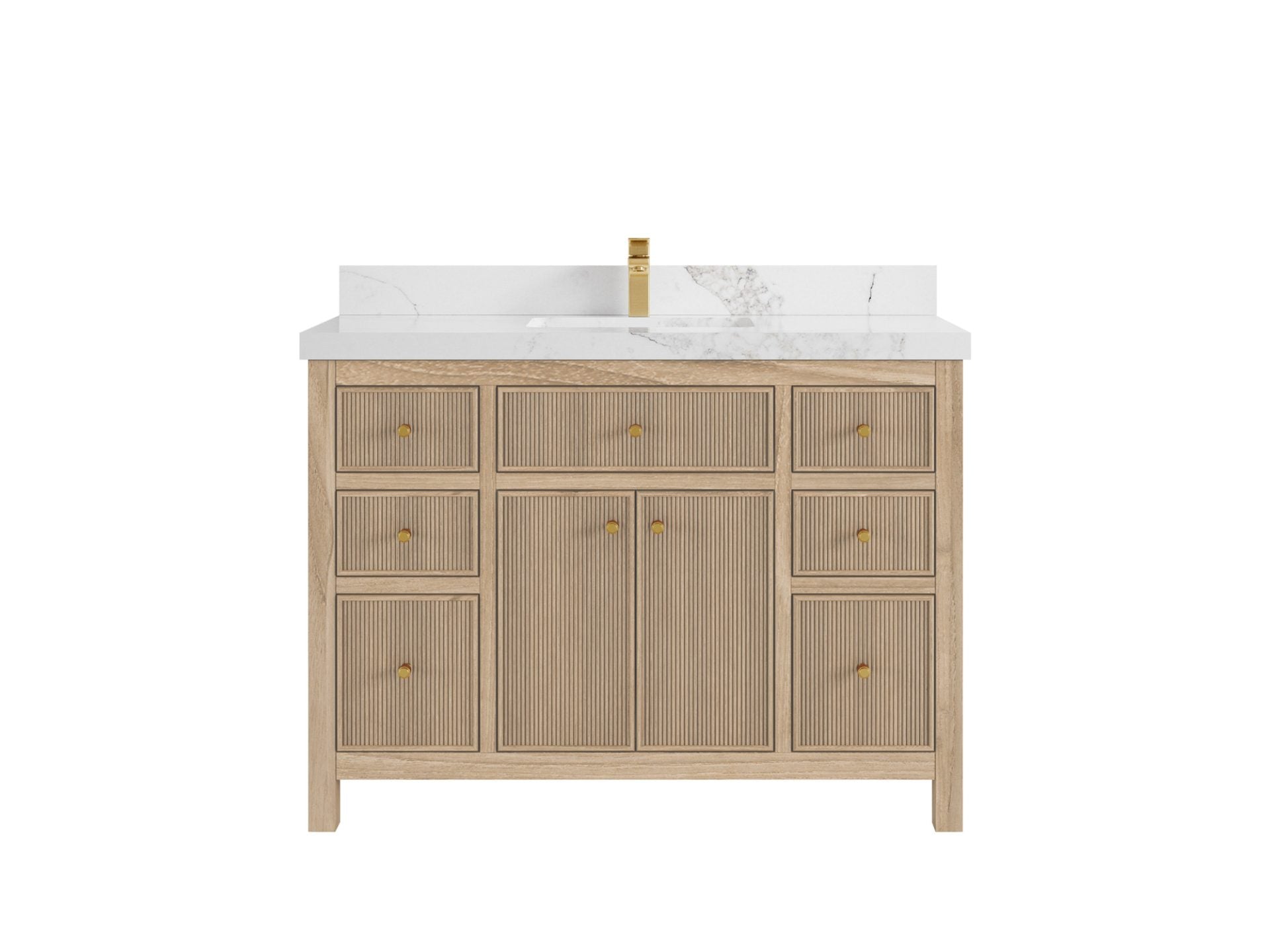 Sonoma Reeded Teak Wood 48 in. W x 22 in. D Single Sink Bathroom Vanity