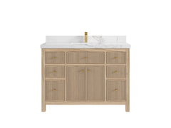 Sonoma Reeded Teak Wood 48 in. W x 22 in. D Single Sink Bathroom Vanity - photo 10