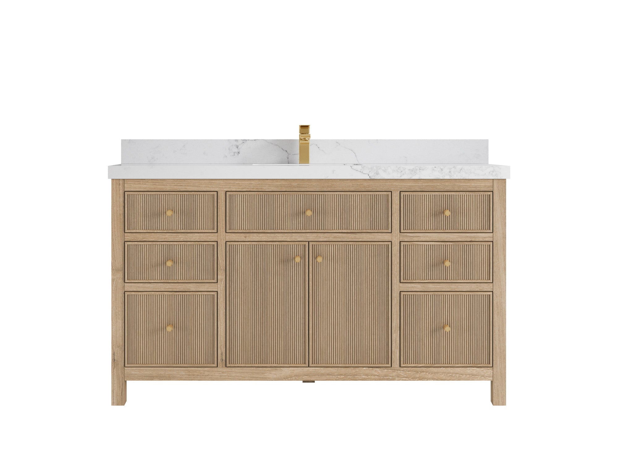 Sonoma Reeded Teak Wood 60 in. W x 22 in. D Single Sink Bathroom Vanity