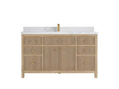 Sonoma Reeded Teak Wood 60 in. W x 22 in. D Single Sink Bathroom Vanity - photo 10