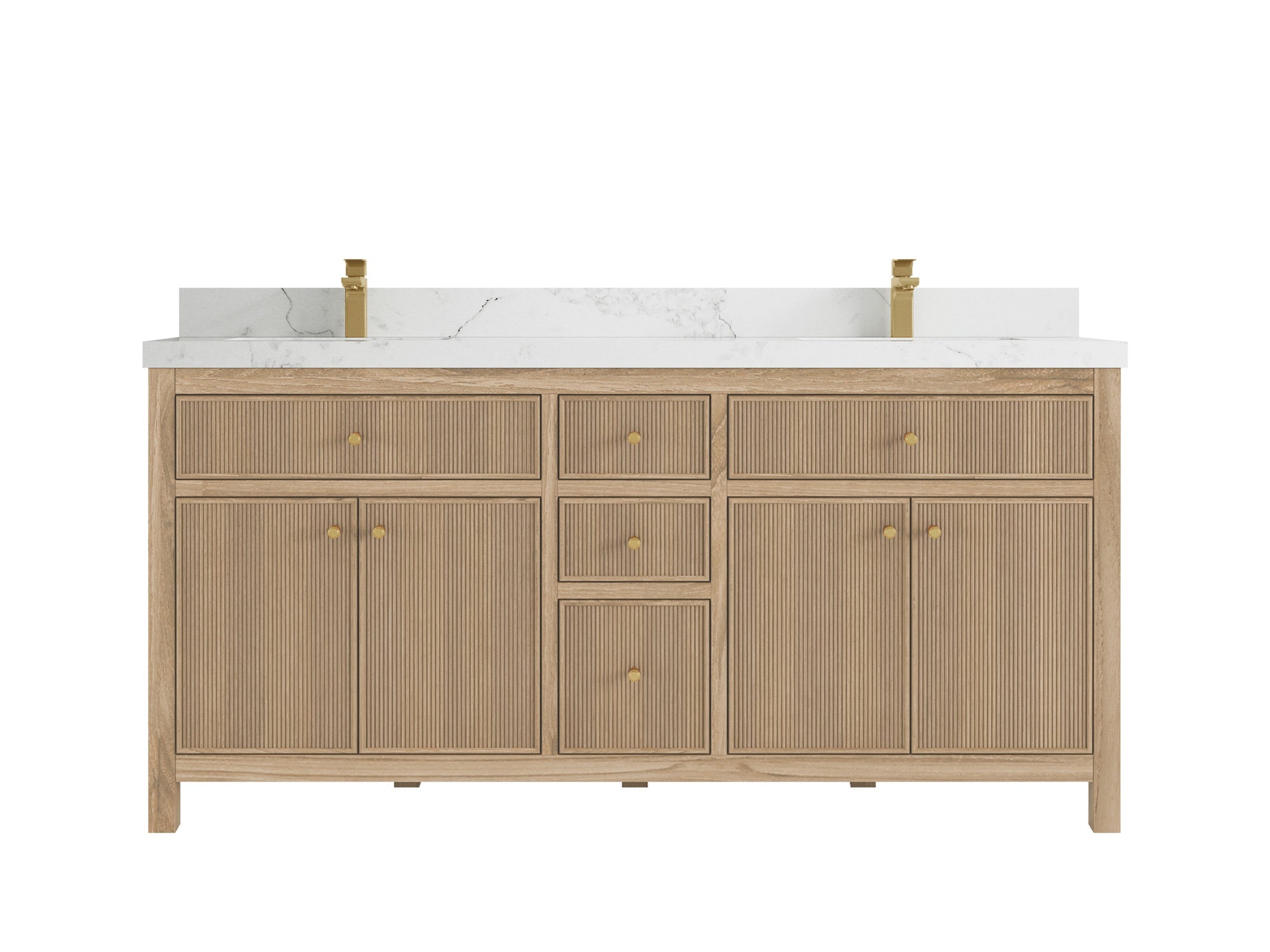 Sonoma Reeded Teak Wood 72 in. W x 22 in. D Double Sink Bathroom Vanity