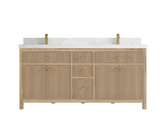 Sonoma Reeded Teak Wood 72 in. W x 22 in. D Double Sink Bathroom Vanity - photo 10