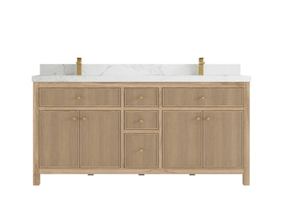 Sonoma Reeded Teak Wood 72 in. W x 22 in. D Double Sink Bathroom Vanity