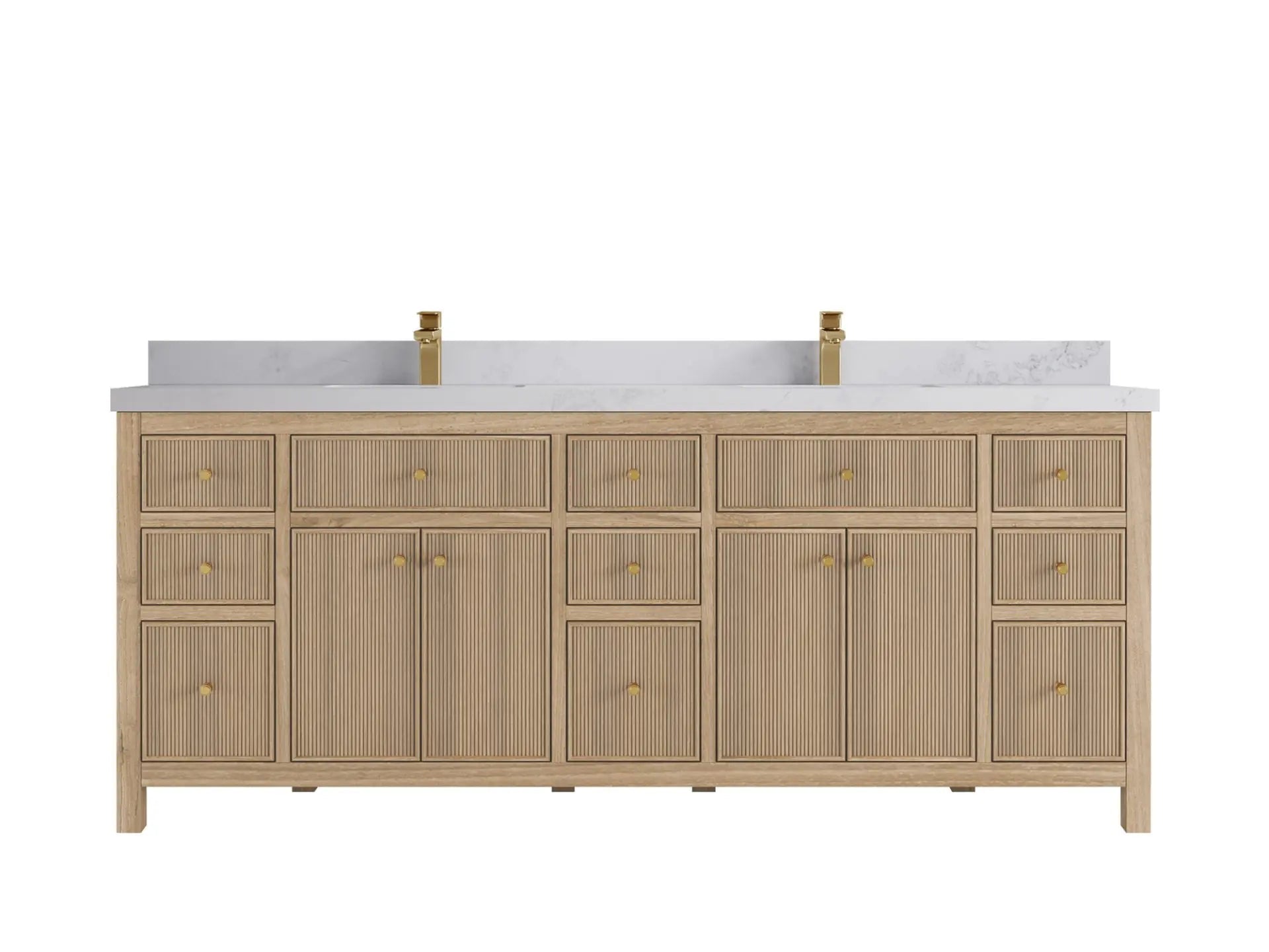Sonoma Reeded Teak Wood 84 in. W x 22 in. D Double Sink Bathroom Vanity