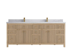 Sonoma Reeded Teak Wood 84 in. W x 22 in. D Double Sink Bathroom Vanity - photo 11