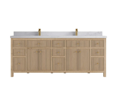 Sonoma Reeded Teak Wood 84 in. W x 22 in. D Double Sink Bathroom Vanity