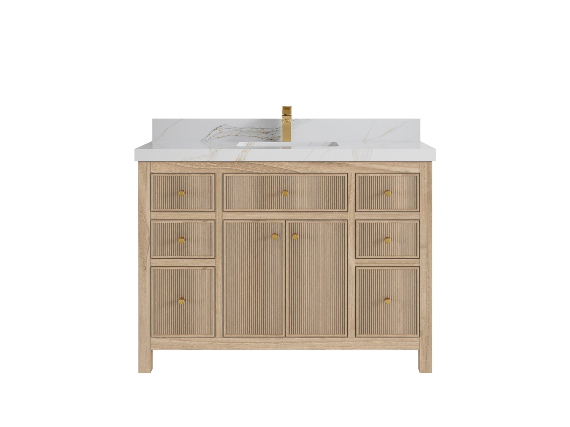 Sonoma Reeded Teak Wood 48 in. W x 22 in. D Single Sink Bathroom Vanity