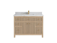 Sonoma Reeded Teak Wood 48 in. W x 22 in. D Single Sink Bathroom Vanity - photo 11
