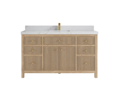 Sonoma Reeded Teak Wood 60 in. W x 22 in. D Single Sink Bathroom Vanity - photo 12