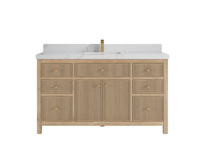 Sonoma Reeded Teak Wood 60 in. W x 22 in. D Single Sink Bathroom Vanity