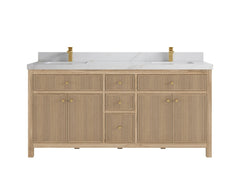 Sonoma Reeded Teak Wood 72 in. W x 22 in. D Double Sink Bathroom Vanity - photo 11