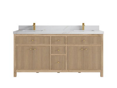Sonoma Reeded Teak Wood 72 in. W x 22 in. D Double Sink Bathroom Vanity
