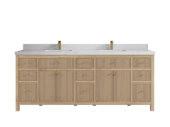 Sonoma Reeded Teak Wood 84 in. W x 22 in. D Double Sink Bathroom Vanity - photo 12