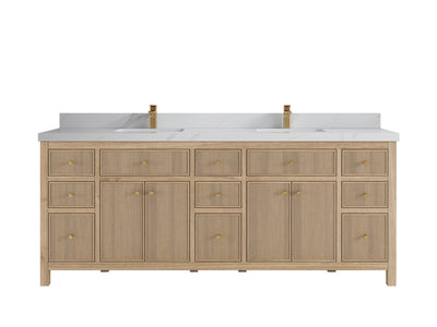 Sonoma Reeded Teak Wood 84 in. W x 22 in. D Double Sink Bathroom Vanity