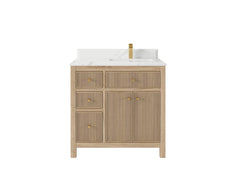 Sonoma Reeded Teak Wood 36 in. W x 22 in. D Right Offset Sink Bathroom Vanity - photo 15