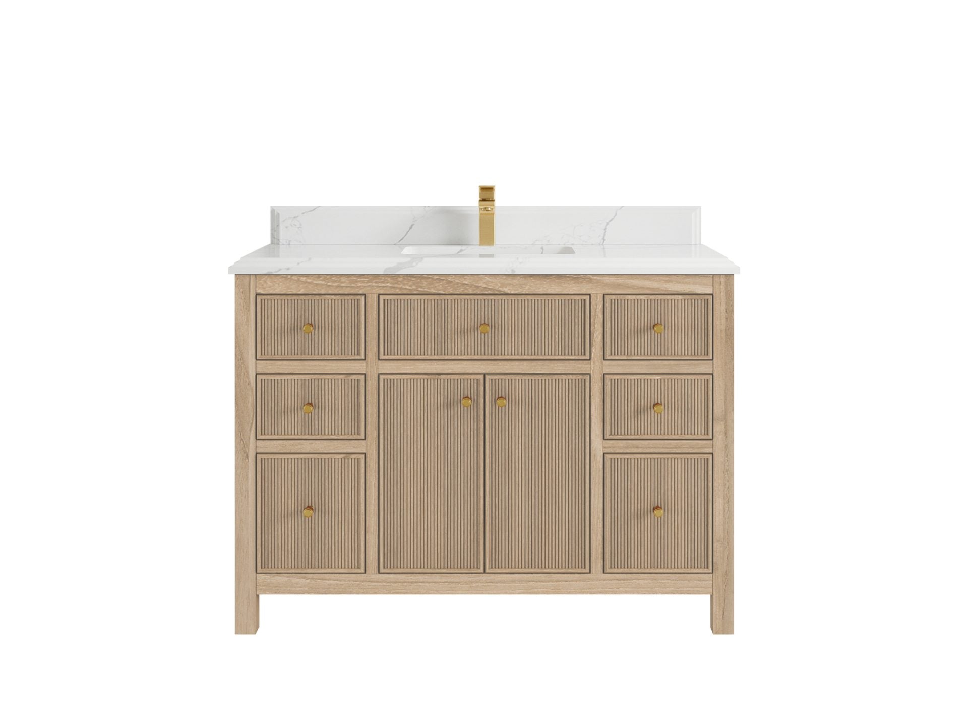 Sonoma Reeded Teak Wood 48 in. W x 22 in. D Single Sink Bathroom Vanity