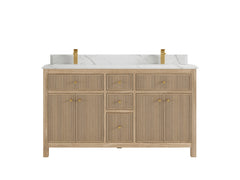 Sonoma Reeded Teak Wood 60 in. W x 22 in. D Double Sink Bathroom Vanity - photo 15