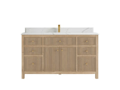 Sonoma Reeded Teak Wood 60 in. W x 22 in. D Single Sink Bathroom Vanity - photo 15