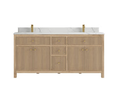 Sonoma Reeded Teak Wood 72 in. W x 22 in. D Double Sink Bathroom Vanity - photo 14